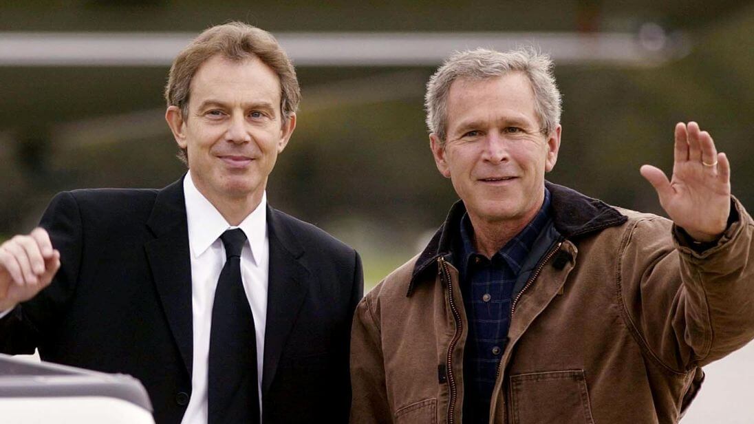 Tony Blair with US President George Bush the Younger in 2002.